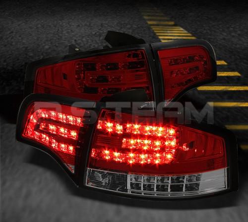 05-08 audi a4 s4 rs4 quattro turbo red smoke 4pcs led tail lights w/trunk piece