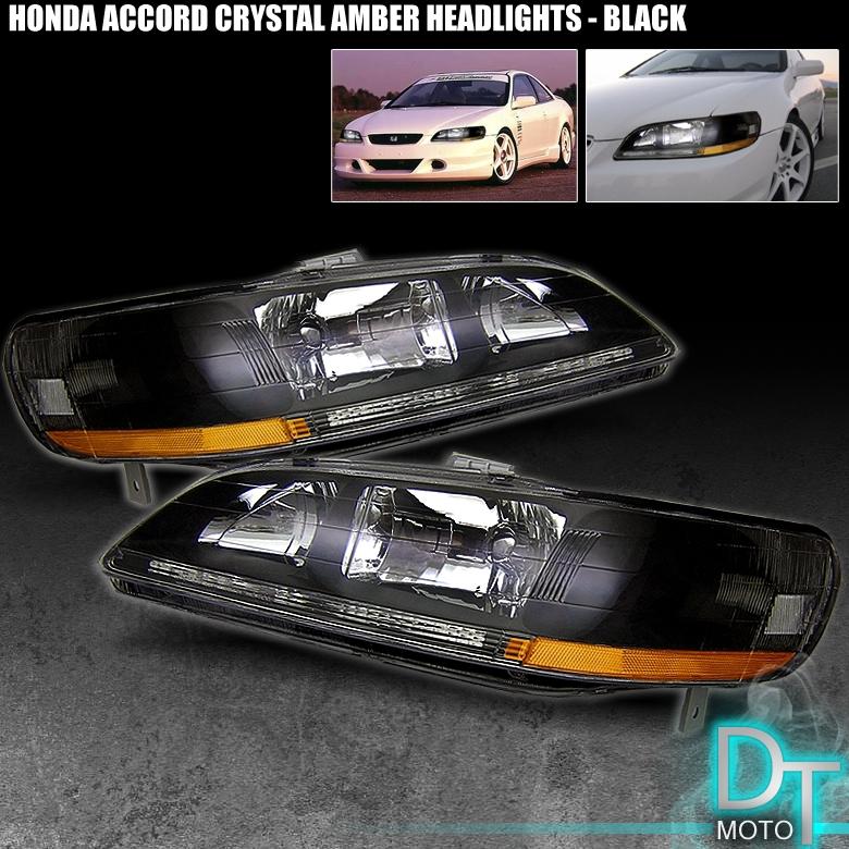 98-02 accord 2/4dr jdm black headlights lamps lights left+right