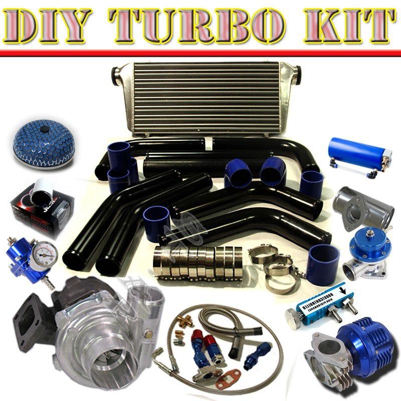 Diy t3/t4 turbo+31" intercooler+2.5"  piping kit+52mm gauge+bov type-s blk/blue