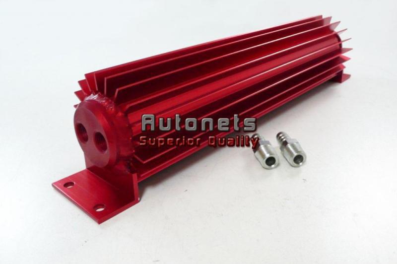 15" dual pass aluminum anodized red finned transmission oil cooler universal