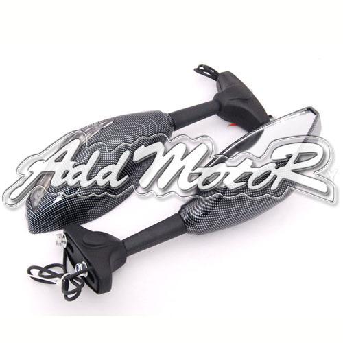 Black integrated turn signal mirrors fit honda kawasaki suzuki yamaha ducati 