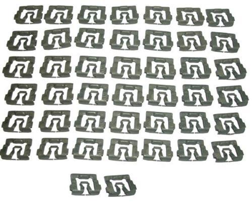 Mustang windshield & back glass molding clip set, 44 pc