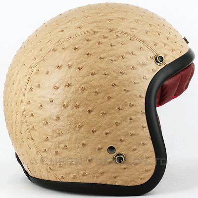 Motorcycle open face helmet beige pu leather for cafe racer bobber s-m-l-xl-xxl 