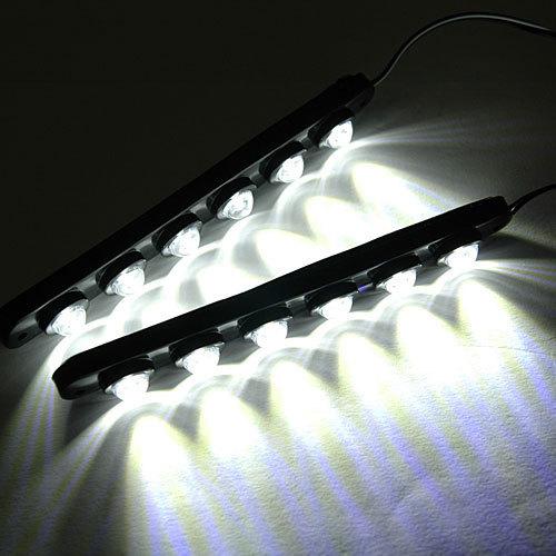 Super bright white 6 led car auto water proof daytime running light drl lamp led