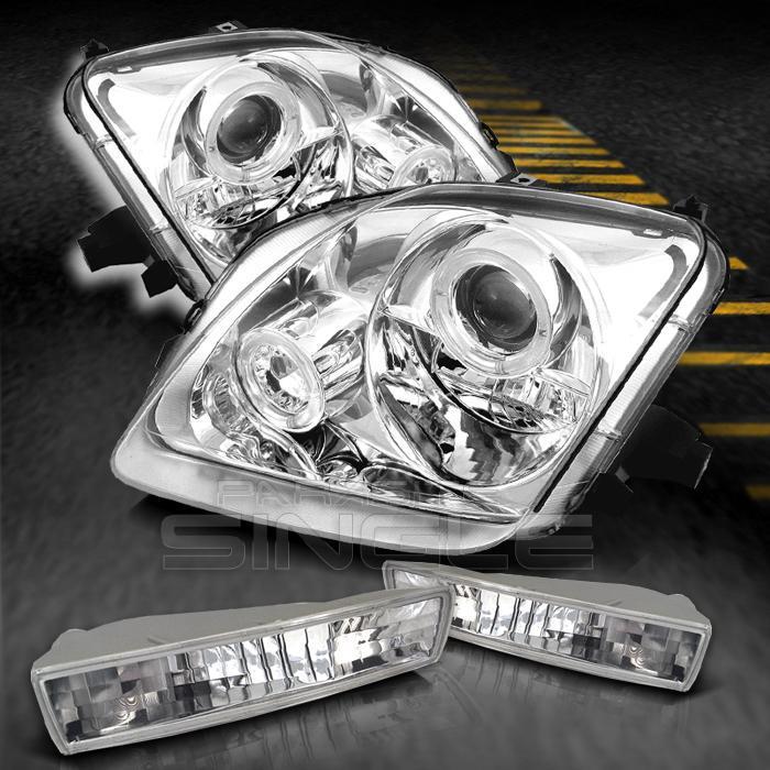 97-01 honda prelude chrome dual halo projector headlights+clear bumper signal