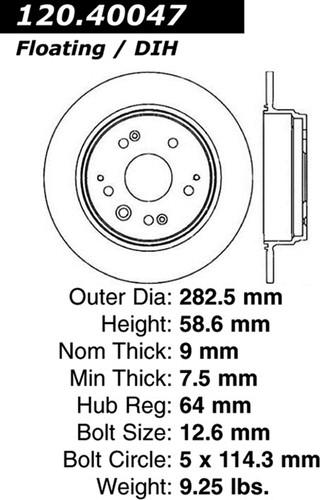 Centric-power slot 127.40047l stoptech sport rotors 99-03 tl