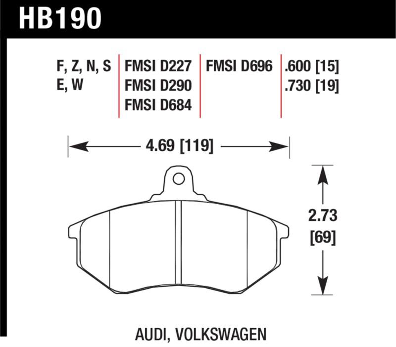 Hawk performance hb190f.730a disc brake pad