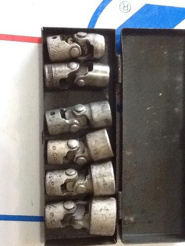 Vintage craftsmam swivel 3/8 drive shockets with metal case 7/16 - 3/4