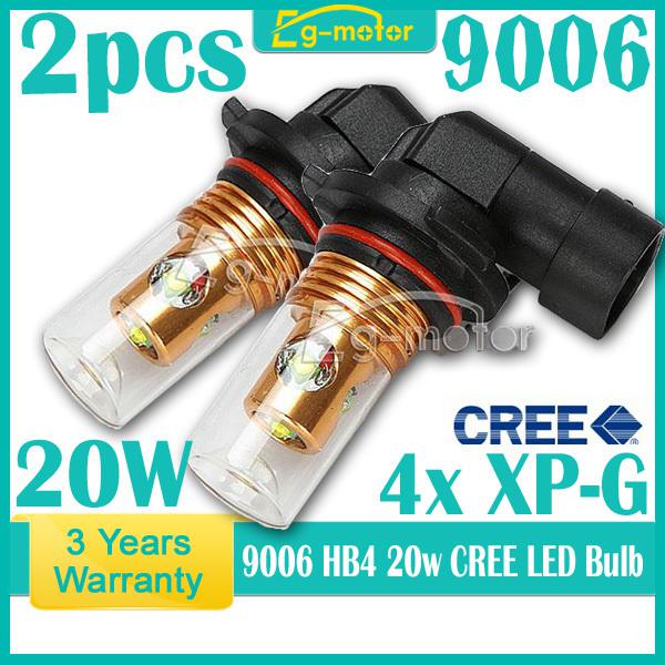 2pcs 9006 hb4 cree xp-g 20w car led fog  drl day driving head light bulb