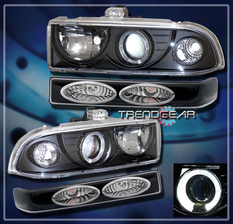 98-04 chevy blazer s10 pickup halo projector head light+bumper black 00 01 02 03