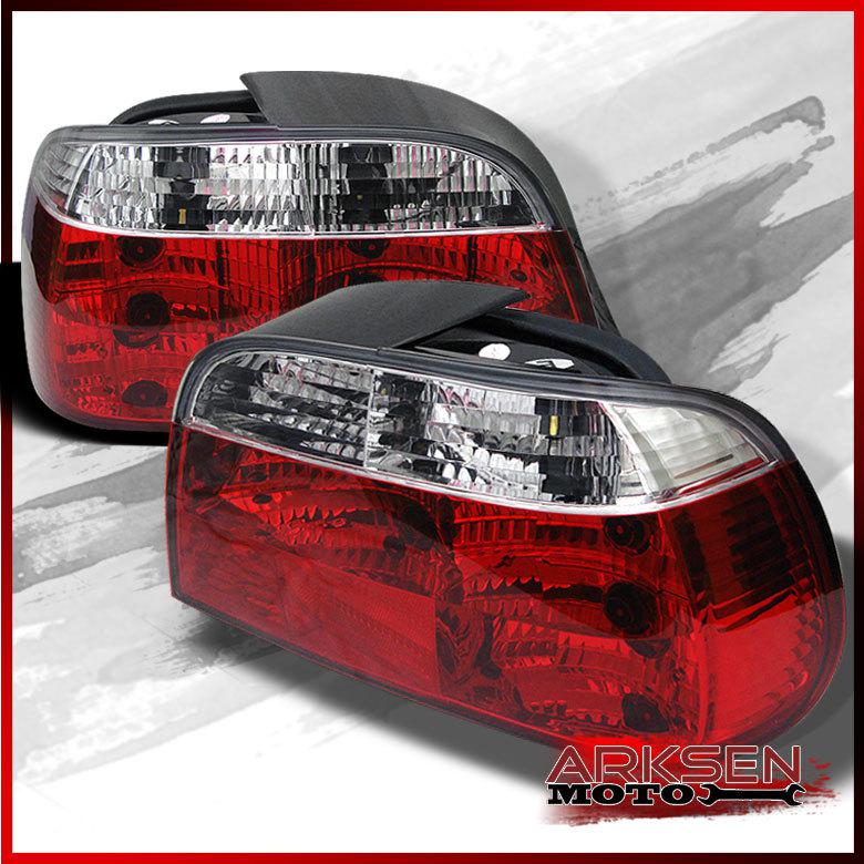 95-01 bmw e38 7-series red clear tail lights rear brake lamps pair left+right