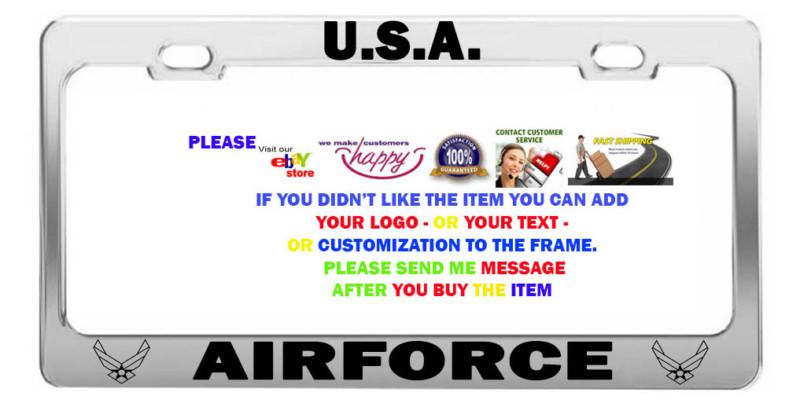 Usa airforce chrome  steel > funny army proud license plate frame tag holder