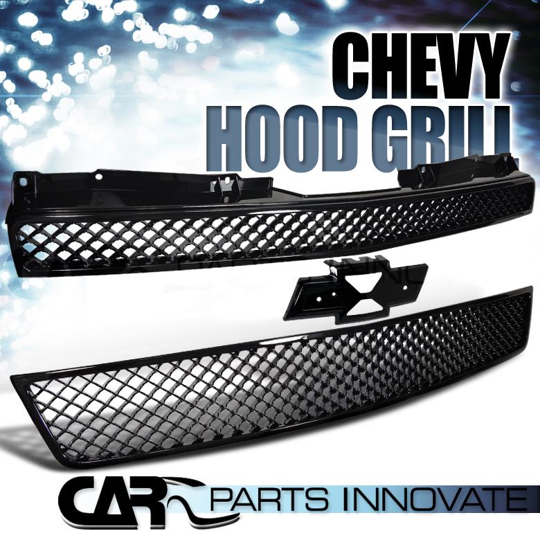 2007-2012 chevy avalanche upper+lower front black mesh grill grille