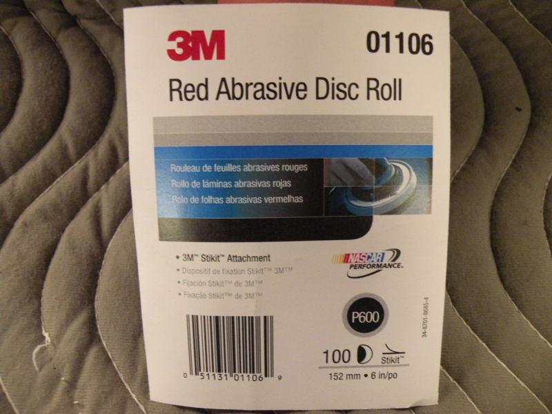 Red abrasive disc roll    6" stikit discs,  grade-p600  (1-roll=100 discs)