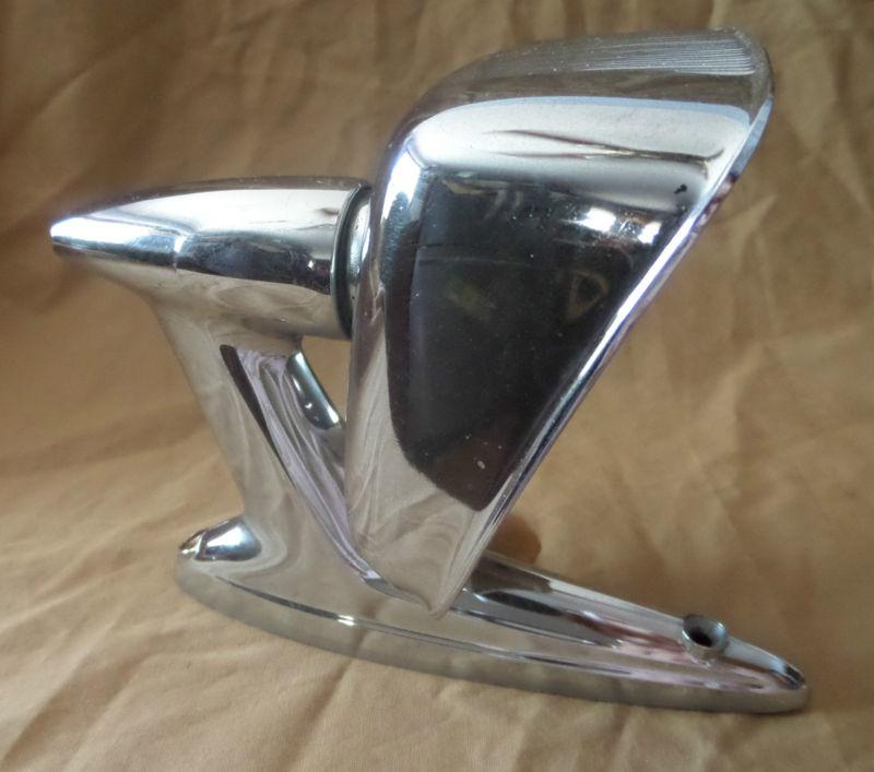 Vintage ford galaxie fairlane fender exterior mirror holder ribbed chrome m983