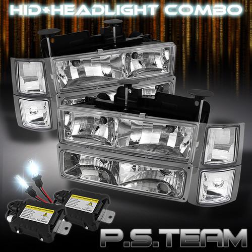 94-98 c10 pickup tahoe suburban headlights w/corner+bumper+6000k slim hid