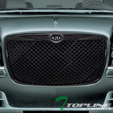 Black mesh front hood bumper grill grille+emblem *w* 04 05-10 chrysler 300 300c