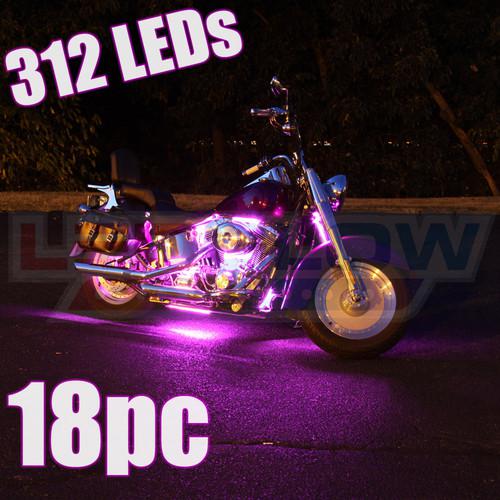 18pc pink led motorcycle lighting light kit for harley davidson w 312 leds