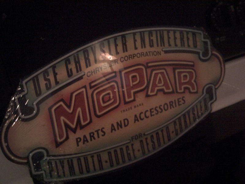 18"mopar parts & accessories embossed sign,plymouth dodge chrystler mancave shop
