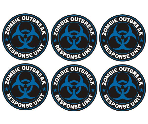 Zombie outbreak response unit decal 6 2"x2" blue vinyl hard hat sticker zu1