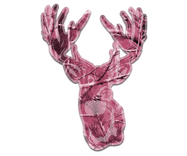 Whitetail deer decal 5"x3.6" pink hunting camo buck hunter sticker d1 (rh) zu1