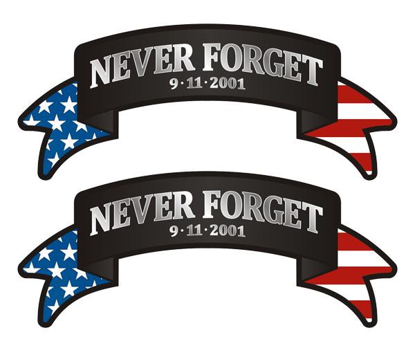 Never forget ribbon decal set 4"x1.7" nyc 9/11 wtc american sticker zu1