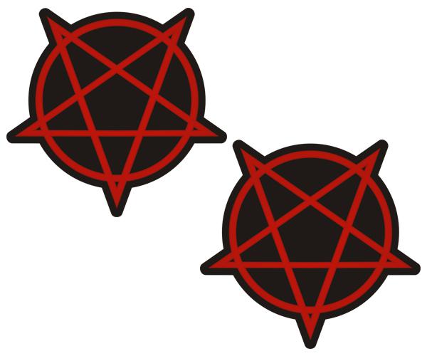 Pentagram decal set 4"x3.8" black metal satanic occult sticker p1 zu1