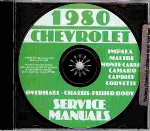 1980 chevy repair shop manual cd el camino, malibu classic, camaro  &  corvette