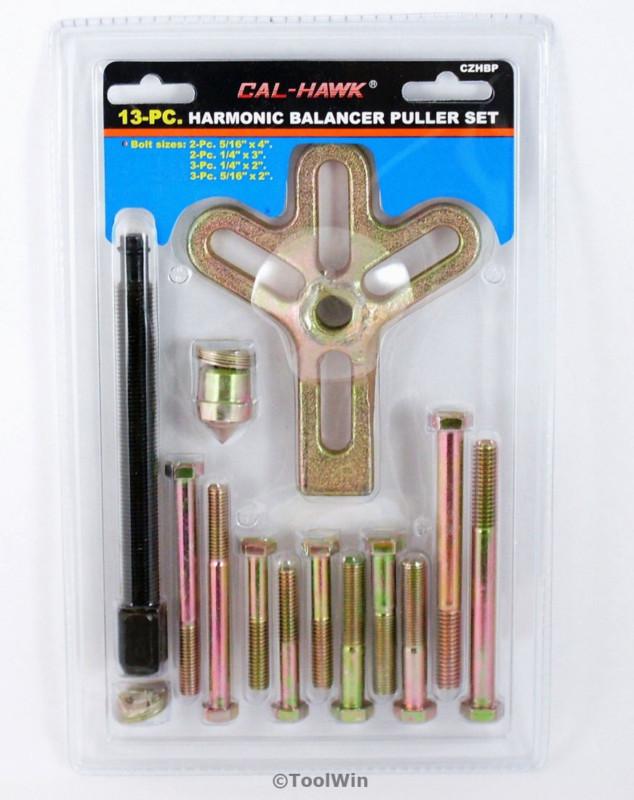 13 pc harmonic balancer damper puller tool kit pulley gear installer removal set