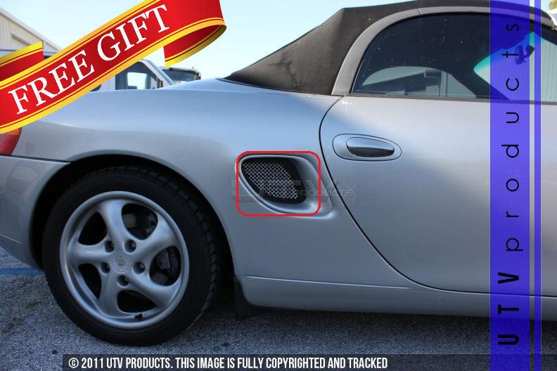 1997 - 2002 porsche boxster 2pc side vents black on chrome mesh grille kit 