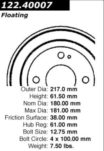 Centric 123.40007 rear brake drum-c-tek standard drum