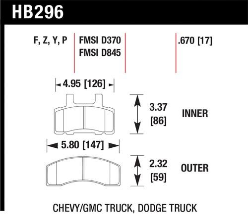 Hawk performance hb296p.670 disc brake pad