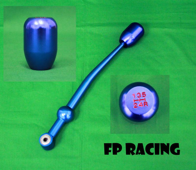 96-00 jdm civic type r style aluminum short throw shifter & knob blue 5 speed ek