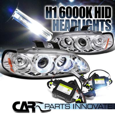 92-95 civic chrome halo led projector headlights+h1 6000k hid conversion kit