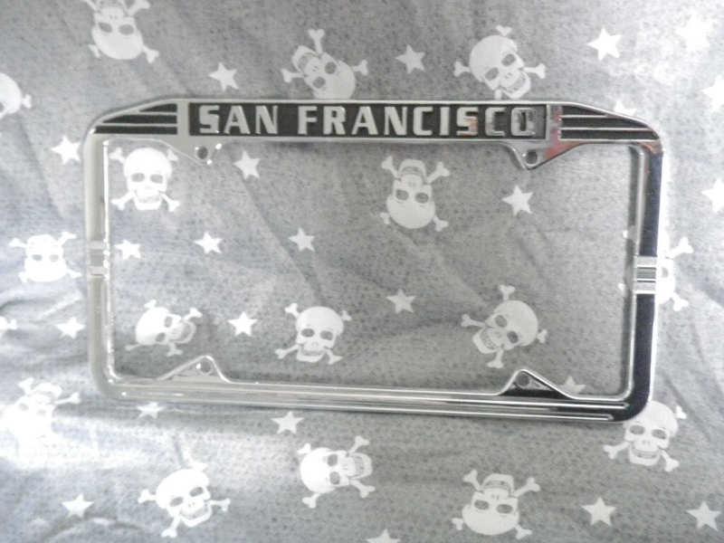 San francisco california black deco chrome metal license plate frame tag sf ca