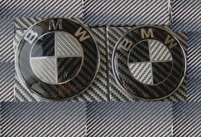 2 x bmw full carbon fibre hood trunk bonnet boot emblem badge e46 e90 e87 m3 335