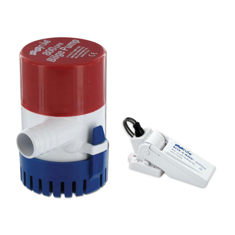 Rule 800 gph round non-automatic bilge pump w/rule-a-matic float switch - 12v 20