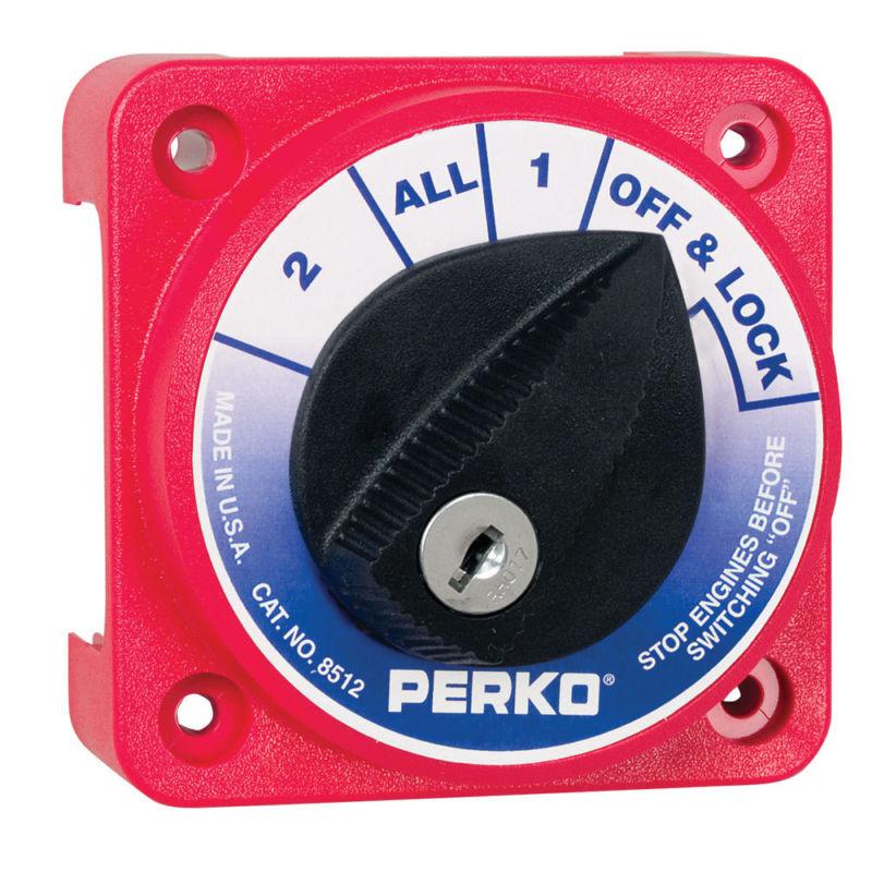 Perko compact medium duty battery selector switch w/key lock 8512dp