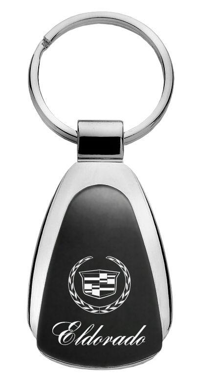 Cadillac eldorado black tear drop key chain ring tag key fob logo lanyard