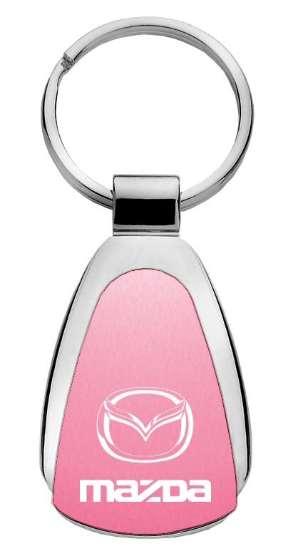 Mazda pink tear drop metal keychain car key ring tag key fob logo lanyard