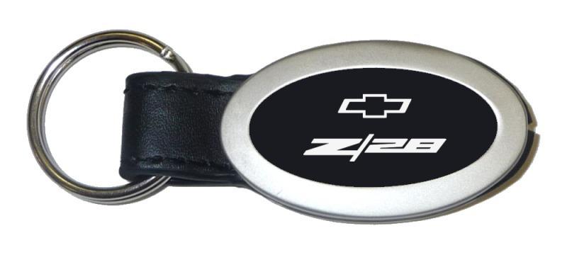 Chevrolet camaro black oval leather key chain ring tag key fob logo lanyard