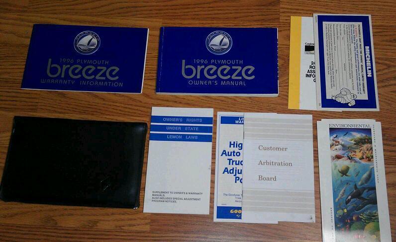 1996 plymouth breeze owners manual set and case  / 96 breeze owners manual 