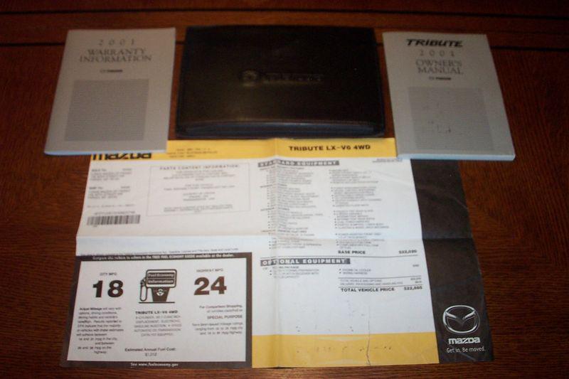 2001 01 mazda tribute owners manual original case 4x4 2x4 windowsticker