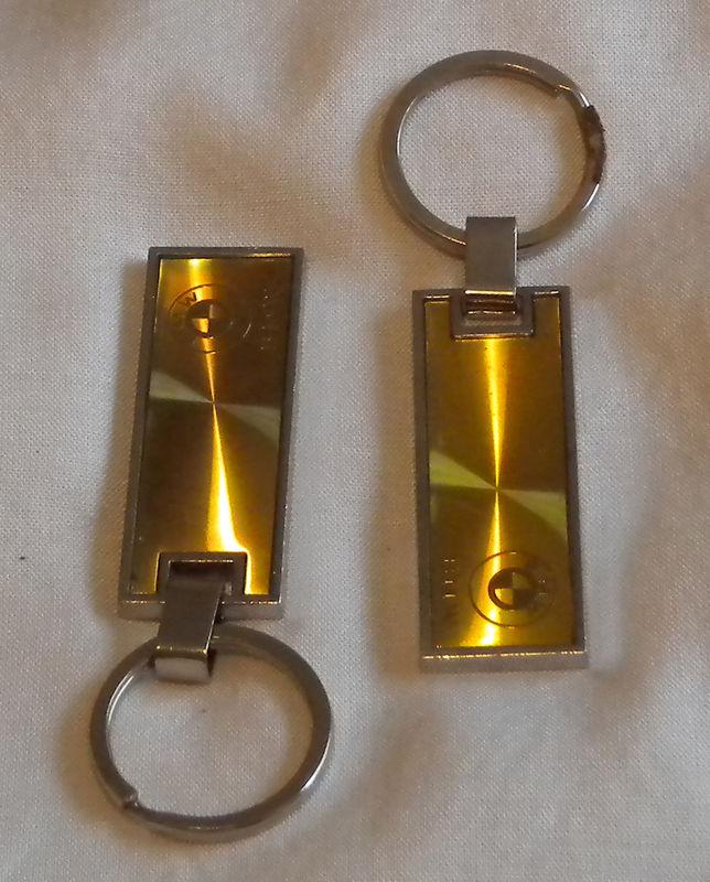 Bmw gold, metal key fobs (x2) - vintage - collectors items!