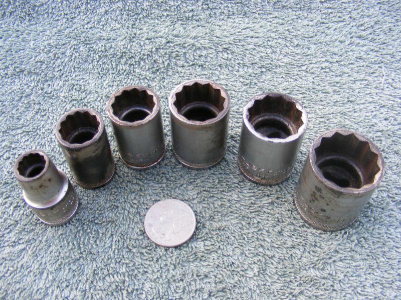 Vintage husky socket lot 6pcs knurled 1/2" drive