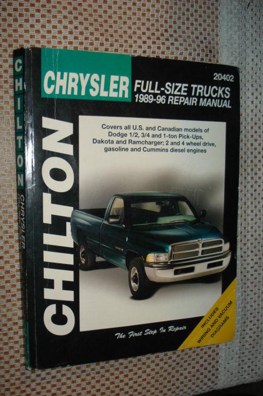 1989-1996 dodge ram dakota truck service manual ram shop book 95 94 93 92 91 90 