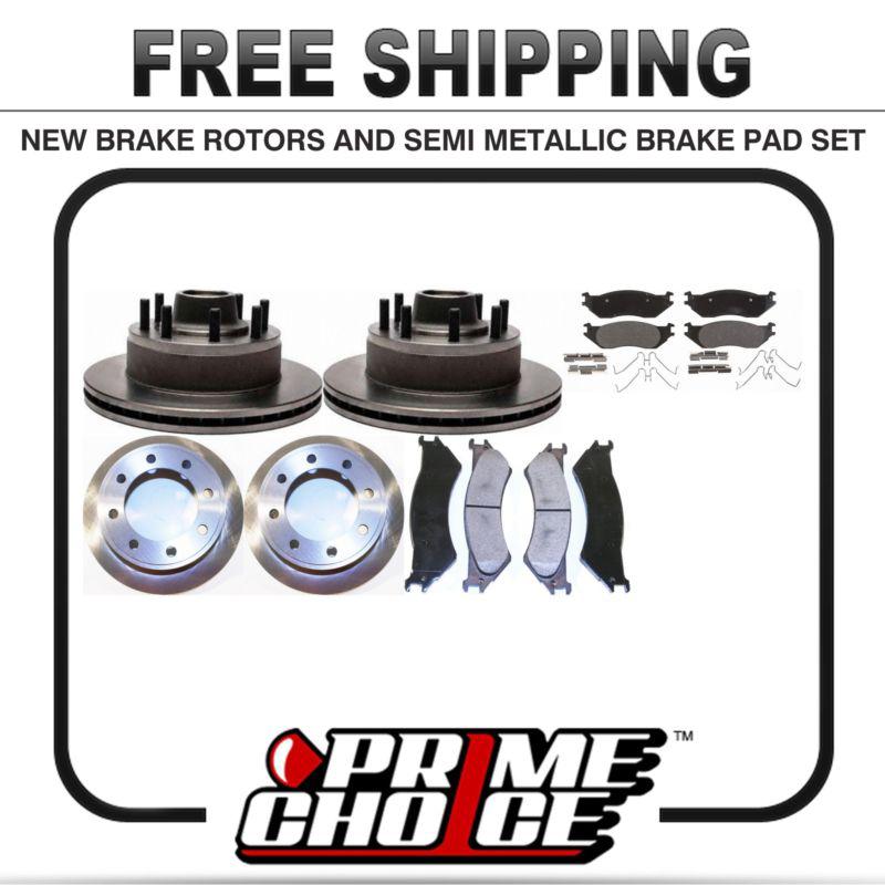 Front & rear kit 4 disc brake rotors and 8 metallic pads full complete set