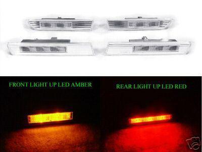 Free ship usa 2004-2008 acura tl clear 4 pieces led side marker light lamp jdm