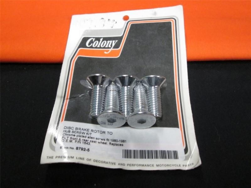 Chrome plated front disc rotor bolts p#8792-5 80-81 flt