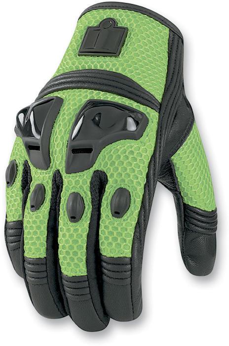 Icon justice mesh motorcycle gloves green 2xl/xx-large